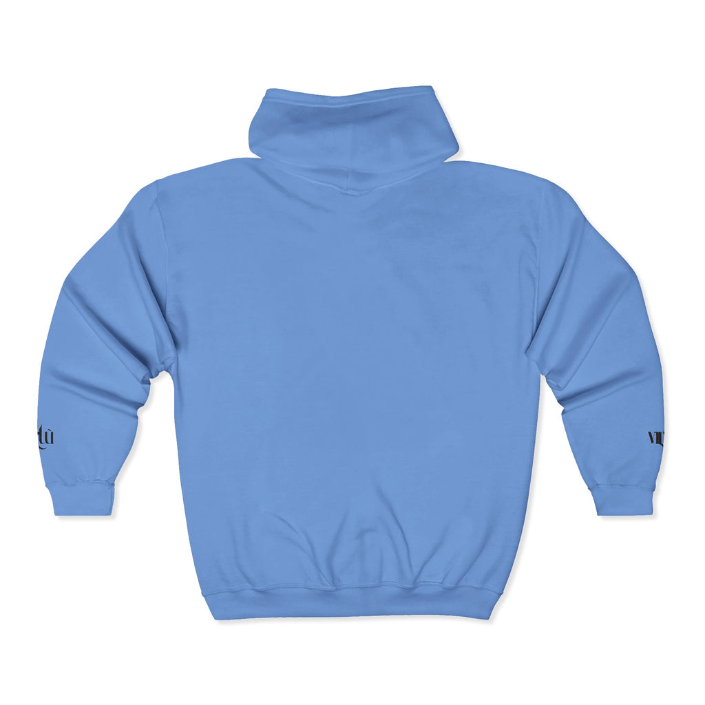 Minimalist 'utu' Zip Hoodie — White Full-Zip Graphic Hoodie