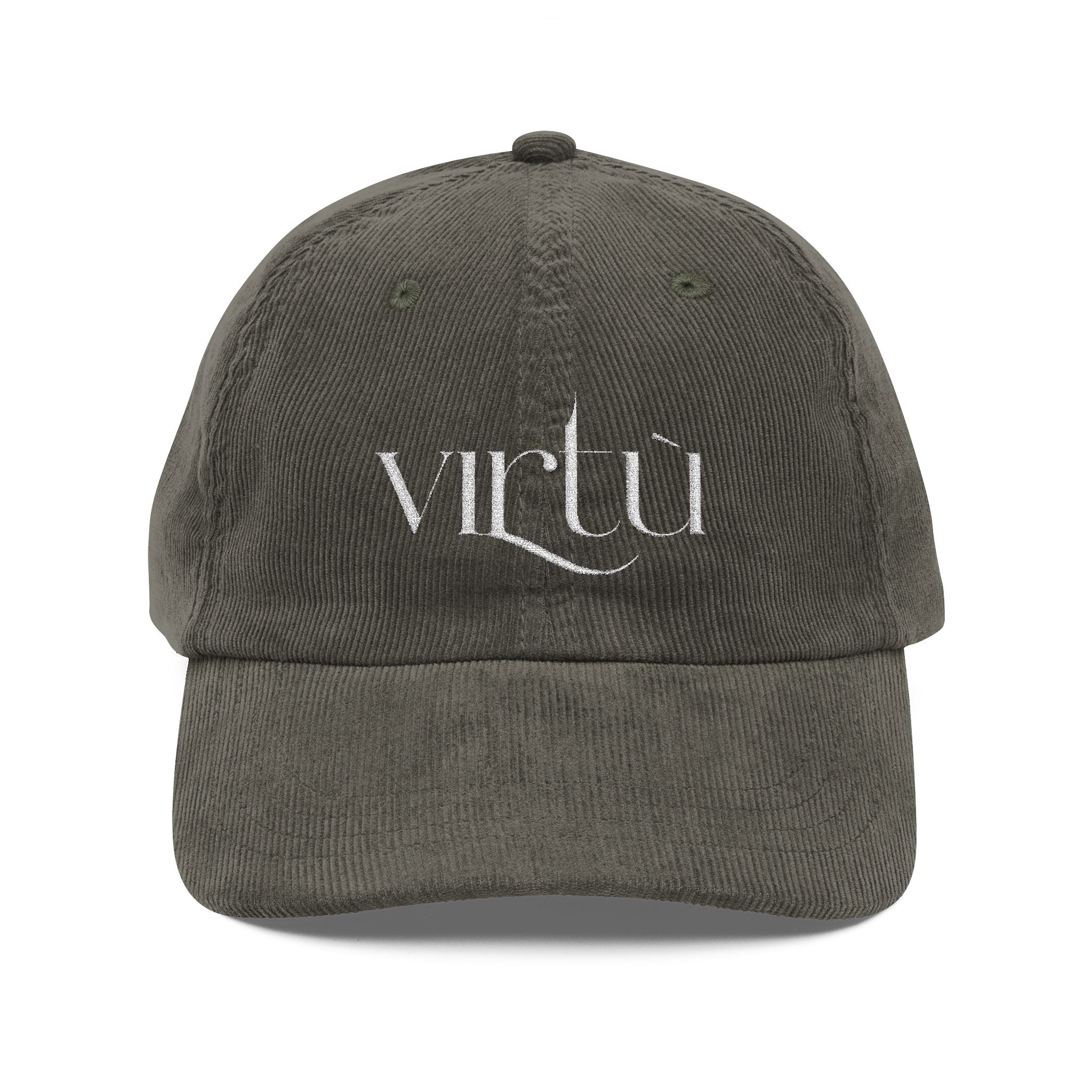Corduroy Baseball Cap - Embroidered 'Virtu' Vintage Dad Hat
