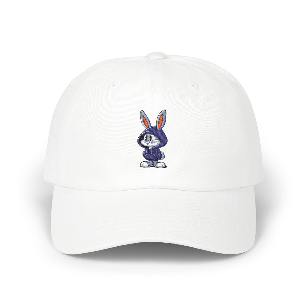 Embroidered Bunny Dad Cap — Cute Cartoon Rabbit Cap with 'virtù' Back Logo
