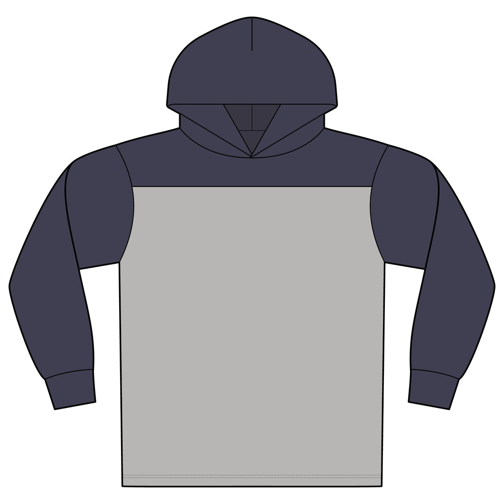 Virtù Halftime Long Sleeve Hoodie — Two-Tone Athletic Pullover