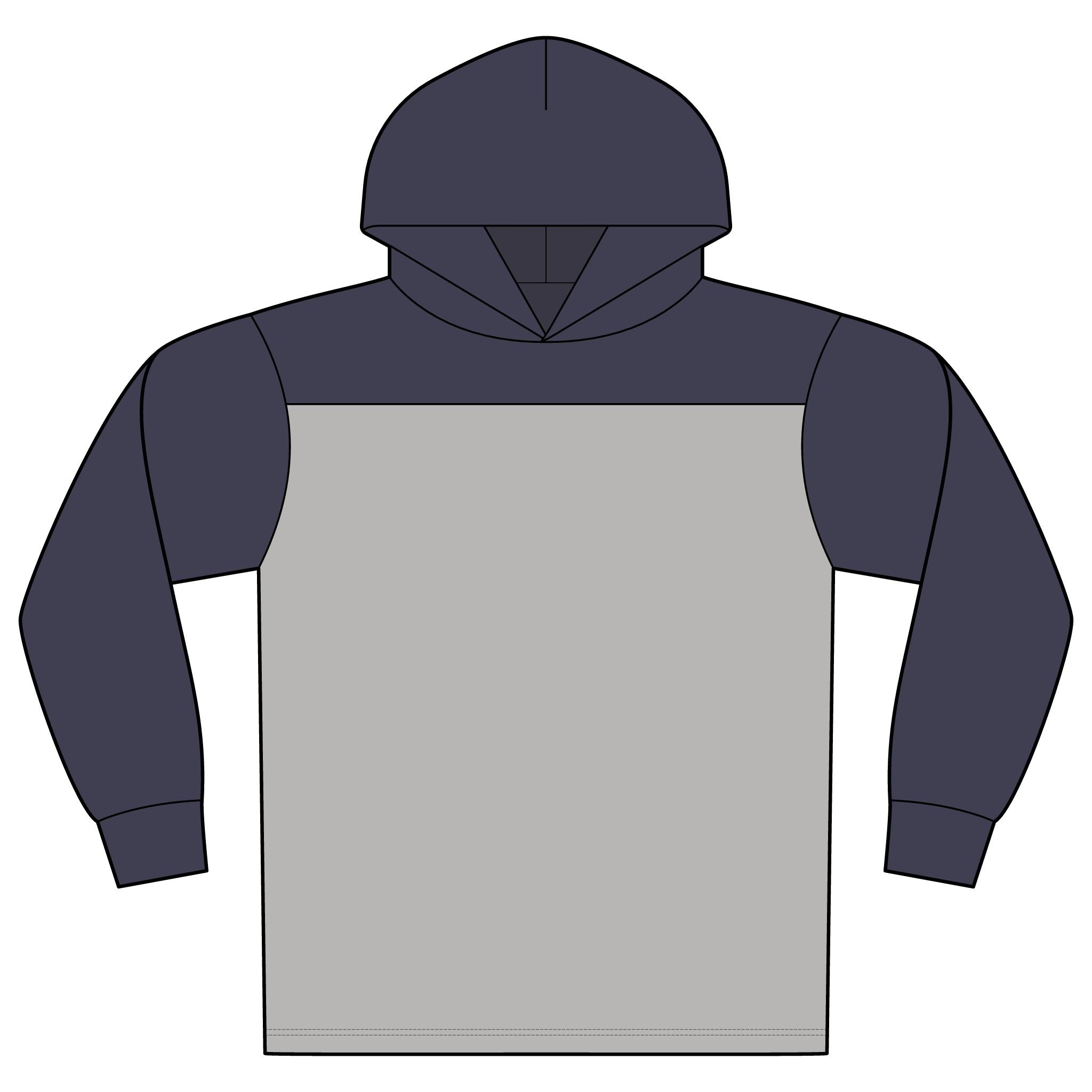 Virtù Halftime Long Sleeve Hoodie — Two-Tone Athletic Pullover