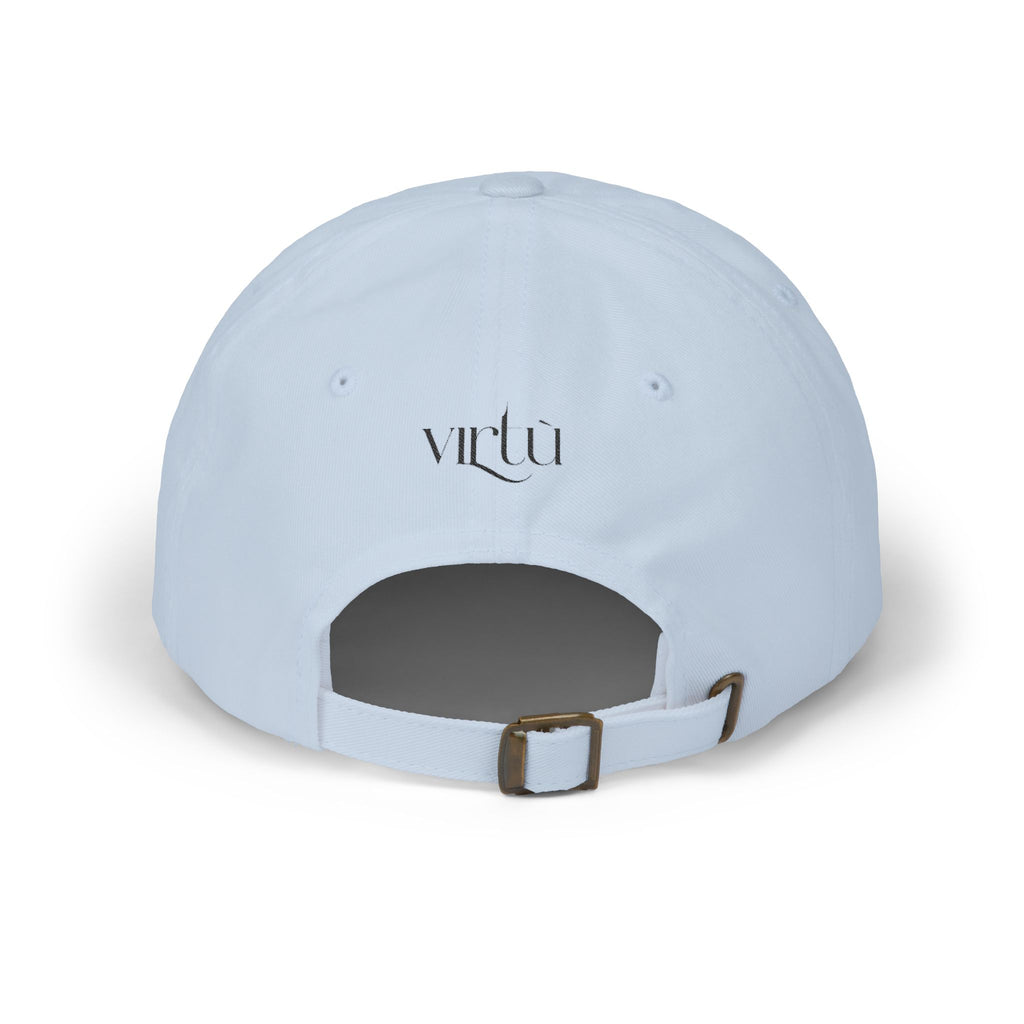 Embroidered Bunny Dad Cap — Cute Cartoon Rabbit Cap with 'virtù' Back Logo