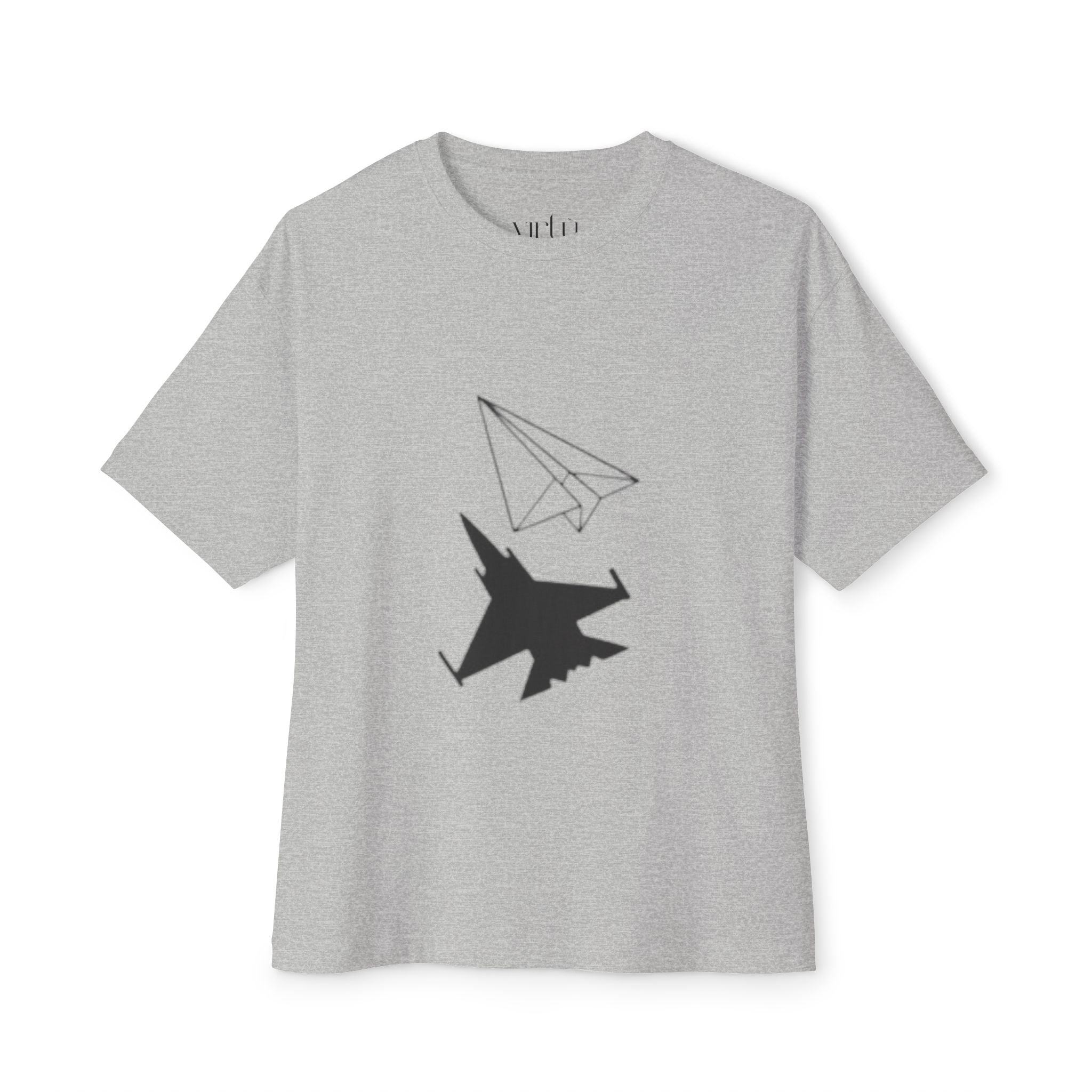 Jet & Paper Plane Graphic Tee — Aviation Contrast Design