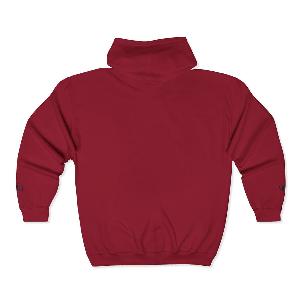 Minimalist 'utu' Zip Hoodie — White Full-Zip Graphic Hoodie