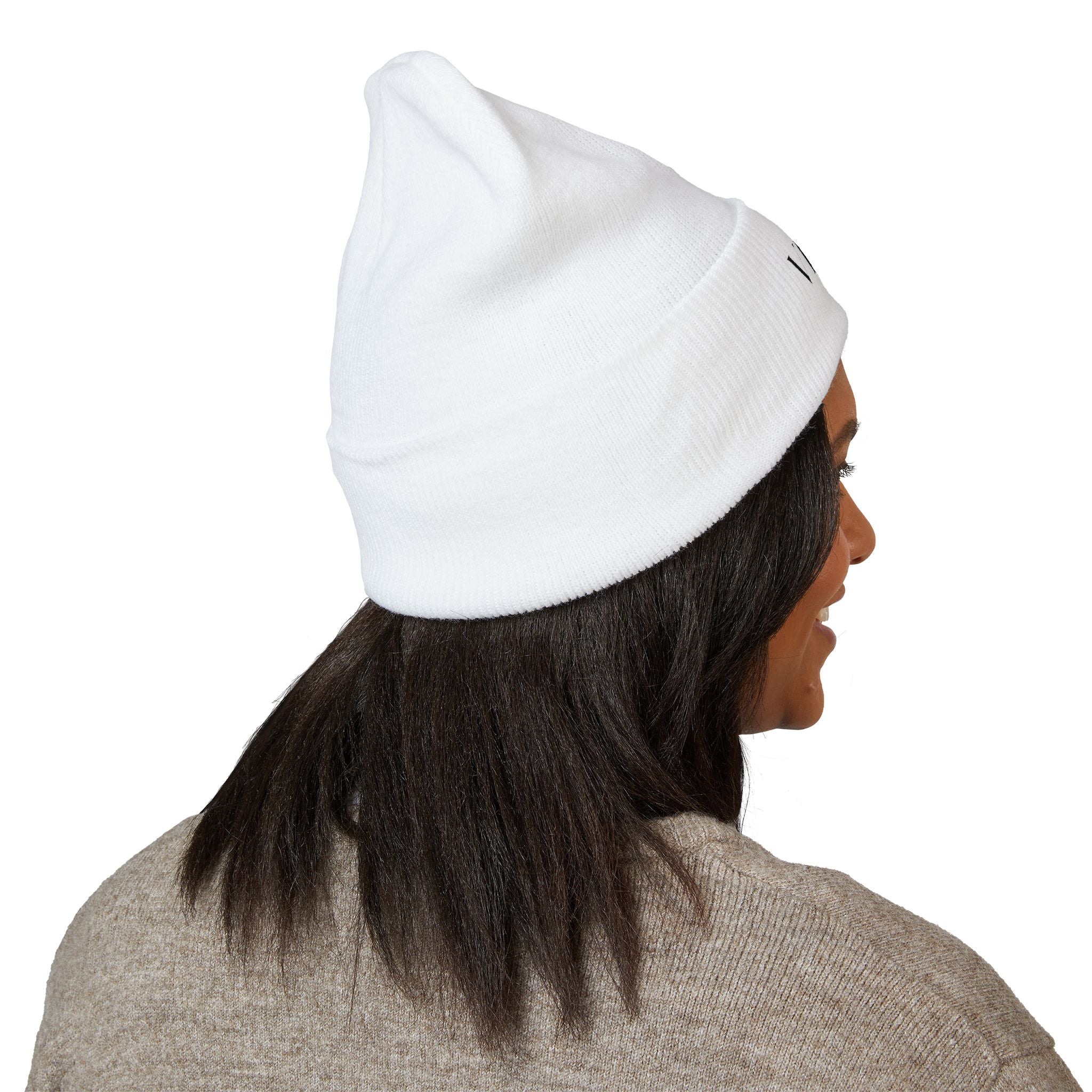 Embroidered 'Virtù' Cuffed Beanie — Classic Knit Winter Hat