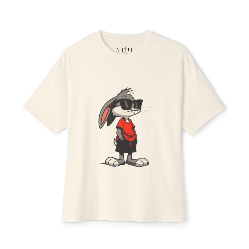 Cool Cartoon Bunny Graphic Tee — Oversized Boxy T-Shirt