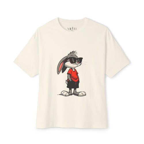 Cool Cartoon Bunny Graphic Tee — Oversized Boxy T-Shirt