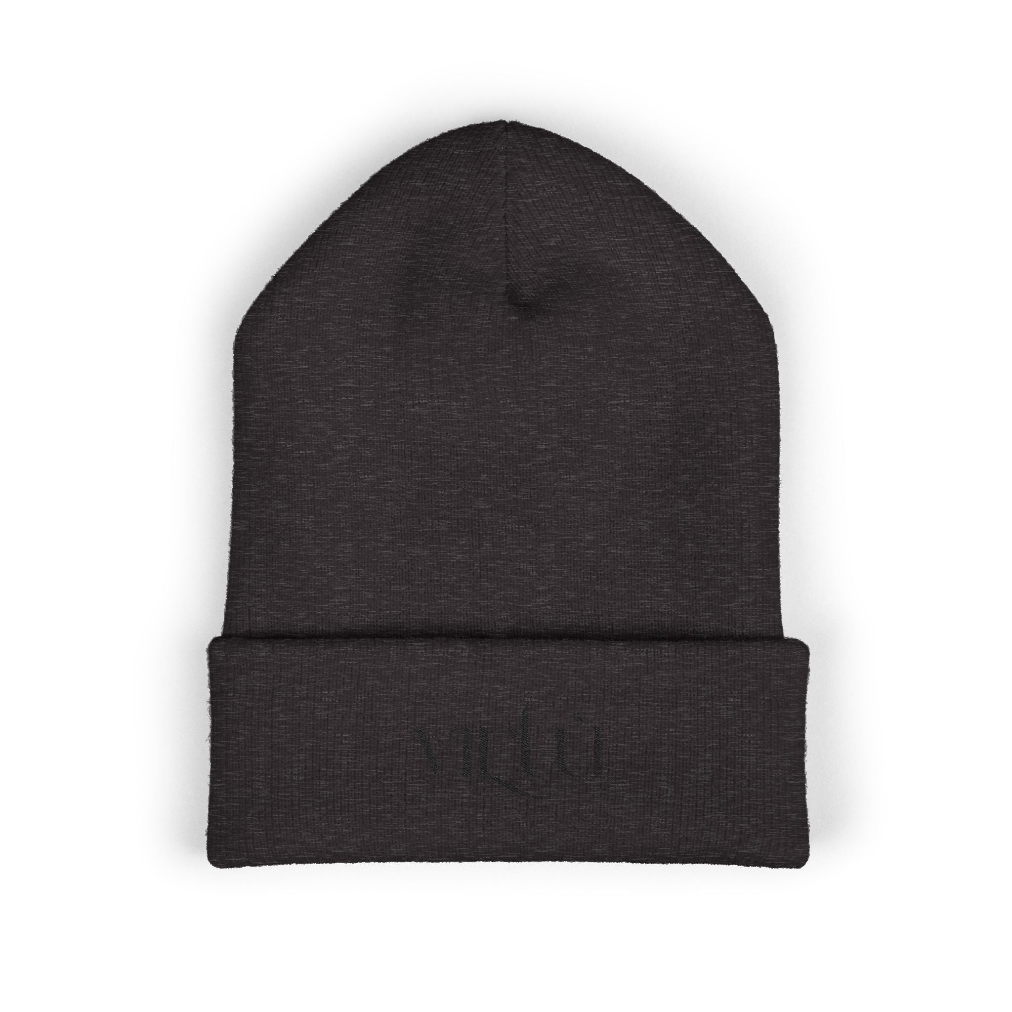 Embroidered 'Virtù' Cuffed Beanie — Classic Knit Winter Hat