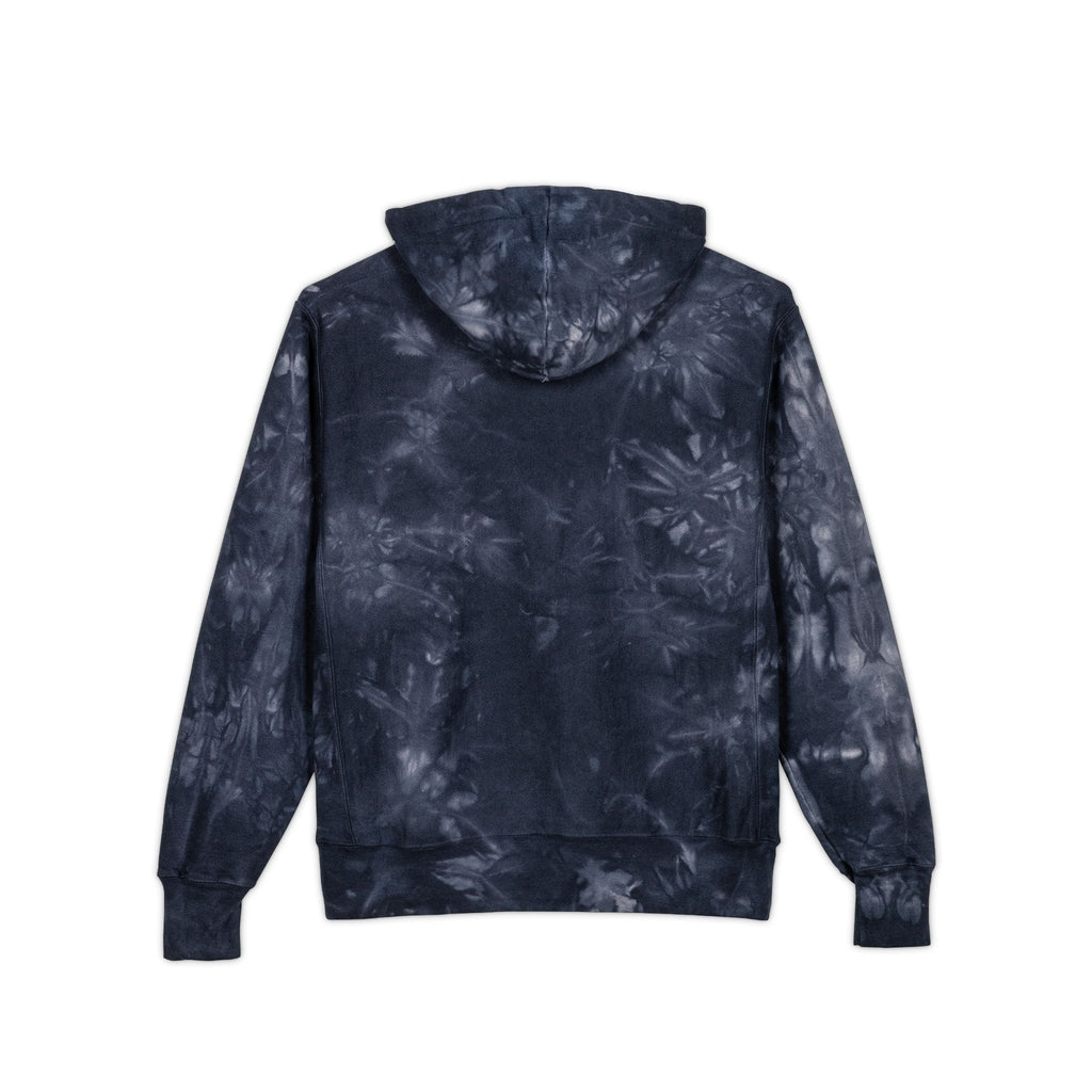 Tie-Dye Hoodie — Embroidered "Virtù" Black Swirl Streetwear