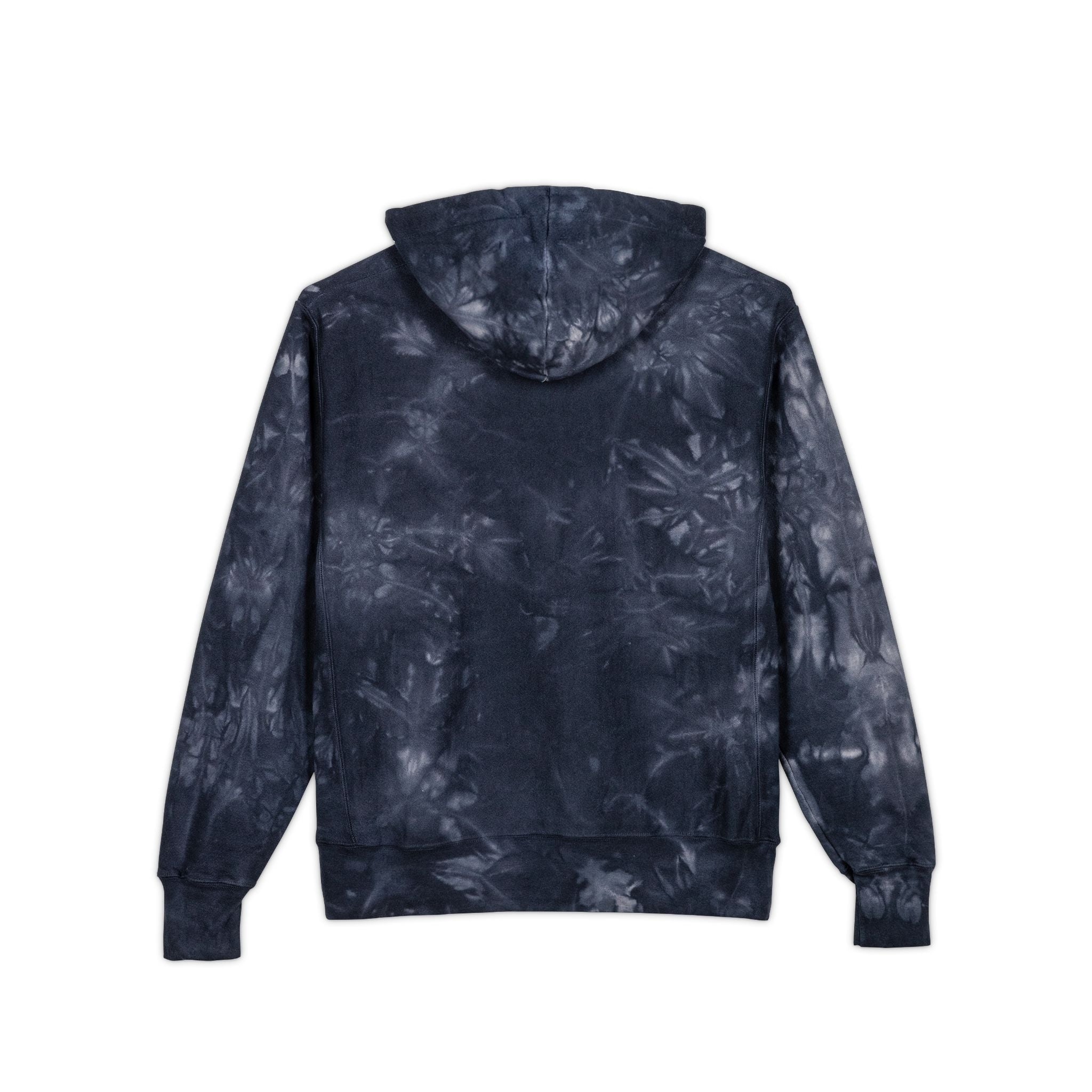 Tie-Dye Hoodie — Embroidered "Virtù" Black Swirl Streetwear