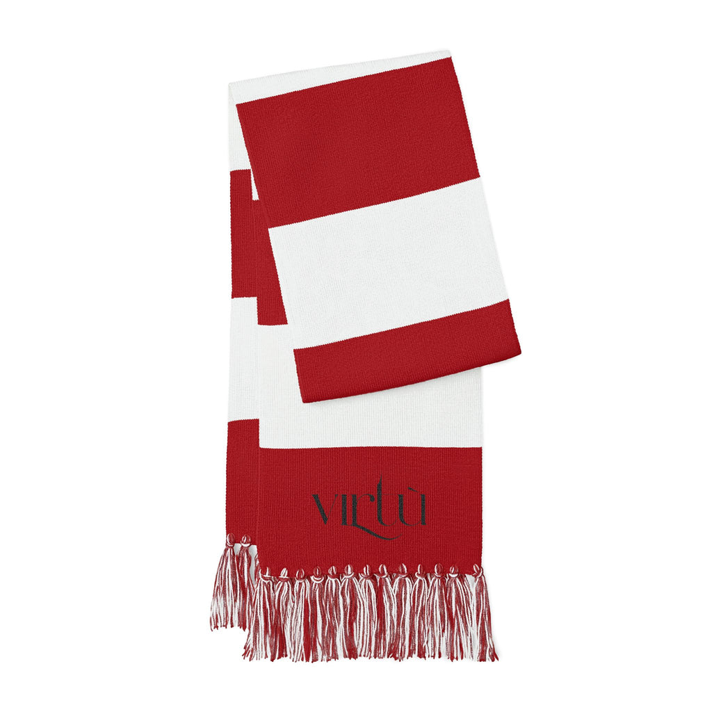 Striped Embroidered Spectator Scarf – Team Colors Fan Scarf with Fringe