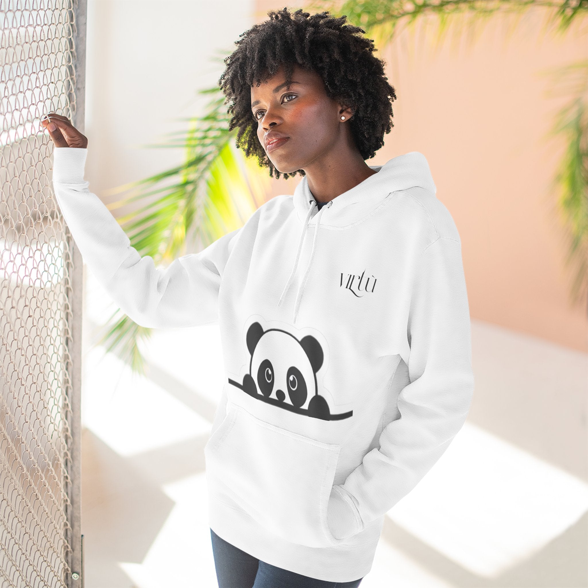 Panda Peek Hoodie — Cute Peeking Panda Fleece Pullover
