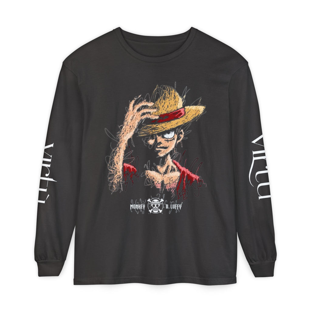 Straw Hat Pirate Graphic Long Sleeve Tee — Anime Skull & Straw Hat Design