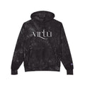 Tie-Dye Hoodie — Embroidered "Virtù" Black Swirl Streetwear