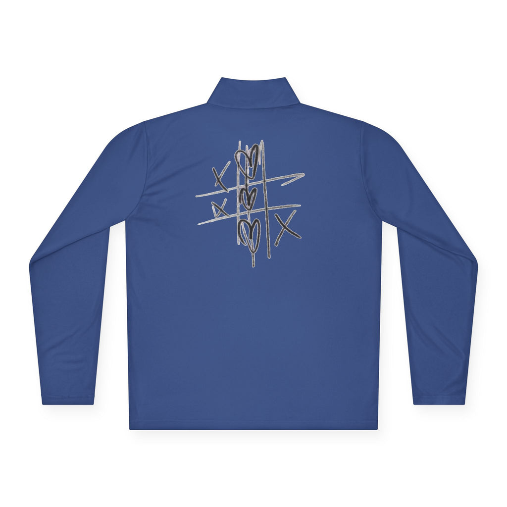 Quarter‑Zip Pullover — Hand‑Drawn Tic‑Tac‑Toe Hearts Graphic