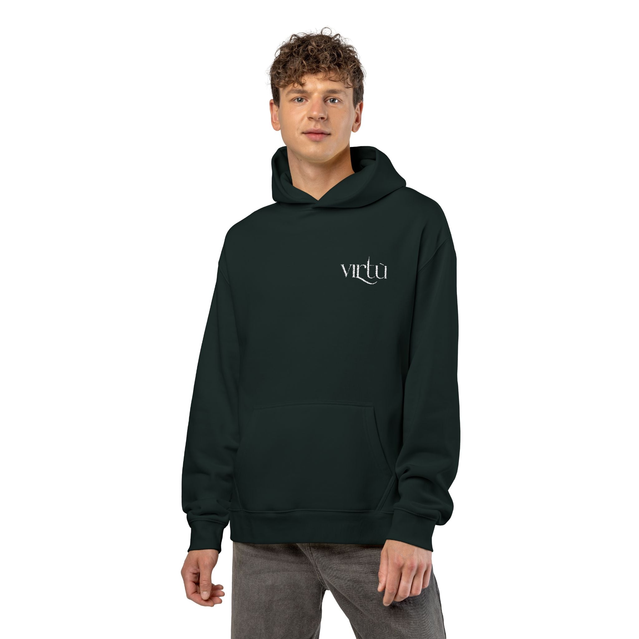 Minimal 'vldn' Black Relaxed Hoodie — Casual Streetwear Pullover