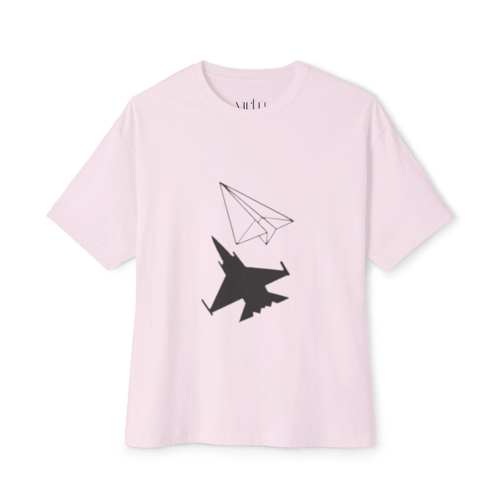 Jet & Paper Plane Graphic Tee — Aviation Contrast Design
