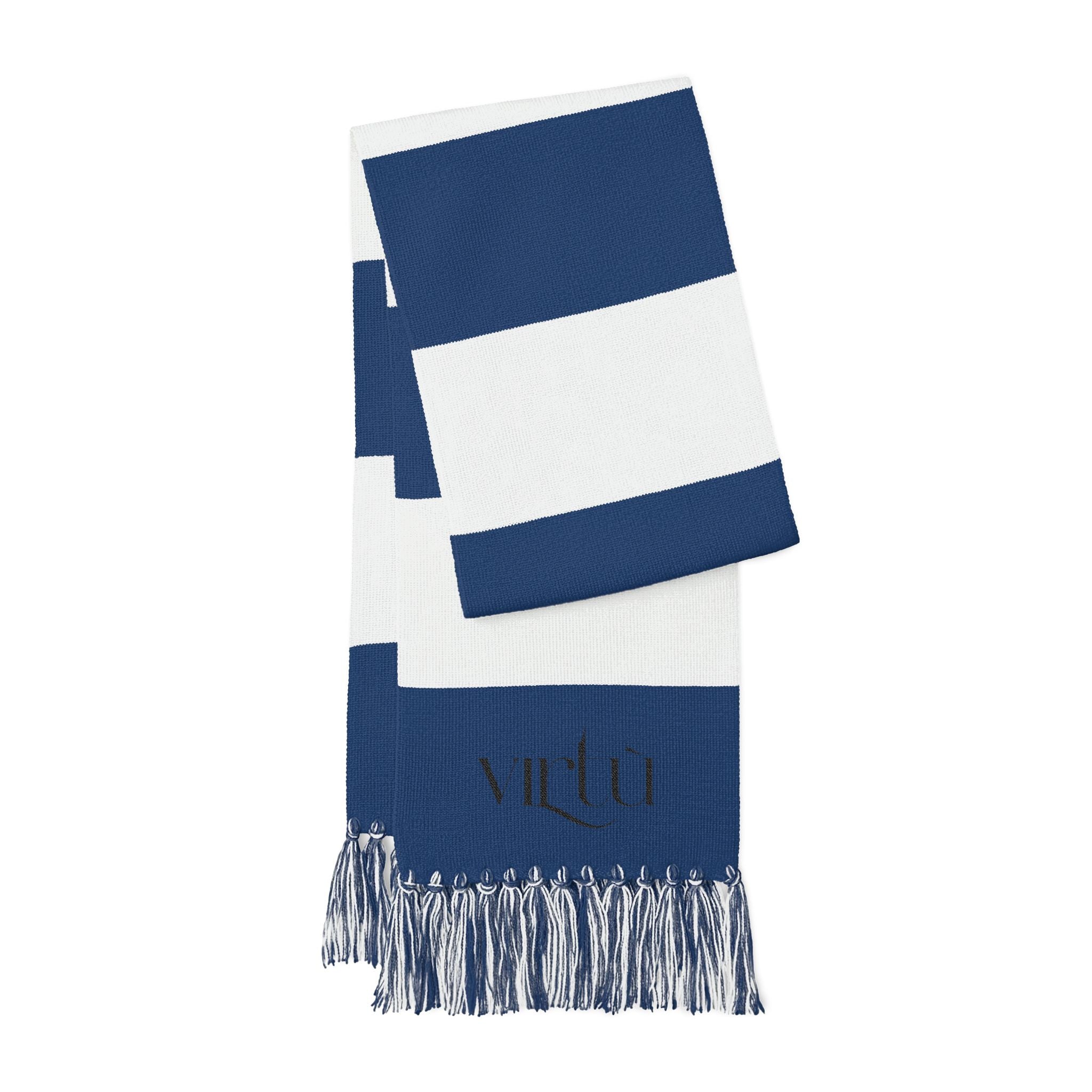 Striped Embroidered Spectator Scarf – Team Colors Fan Scarf with Fringe