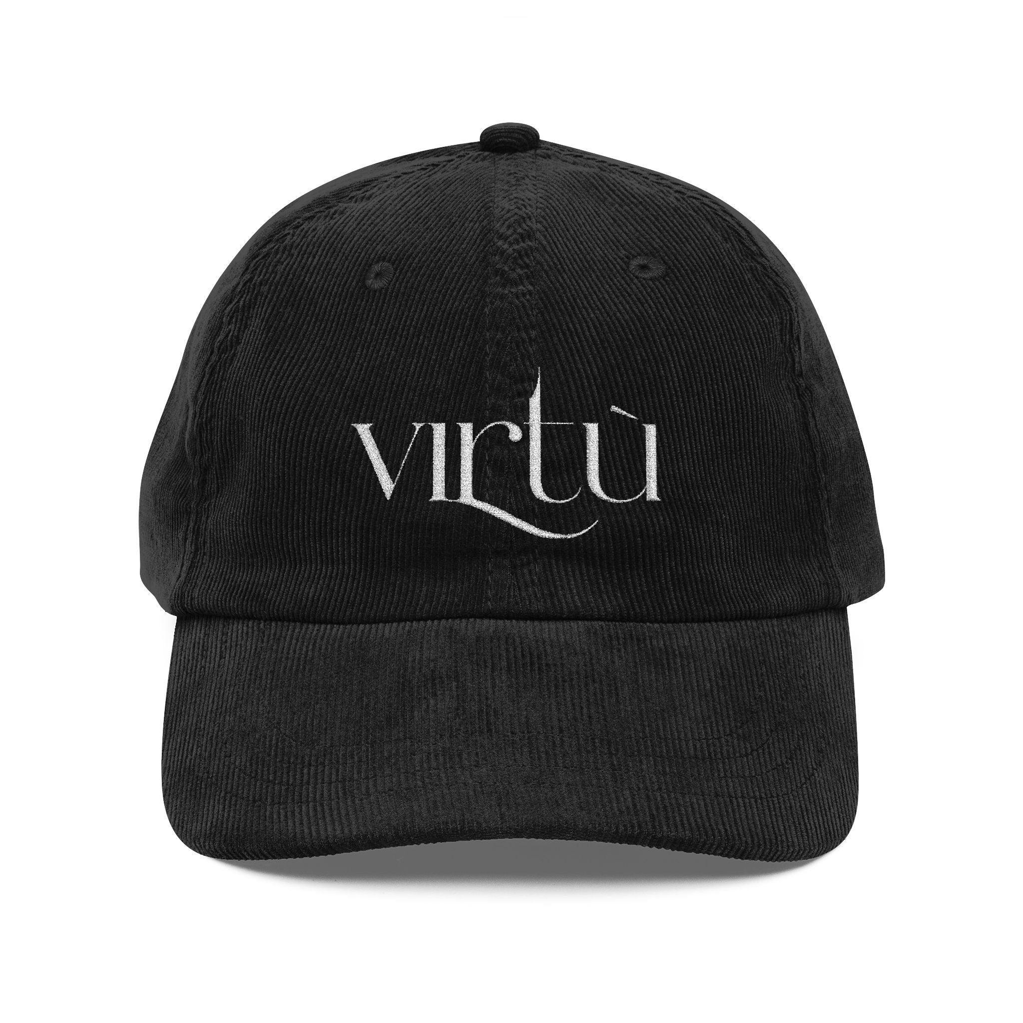 Corduroy Baseball Cap - Embroidered 'Virtu' Vintage Dad Hat