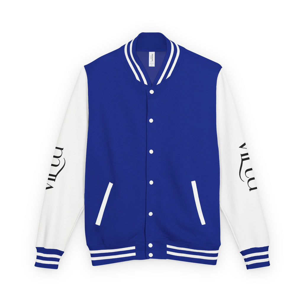 Letterman Jacket — Black & White Varsity Bomber with Sleeve Script