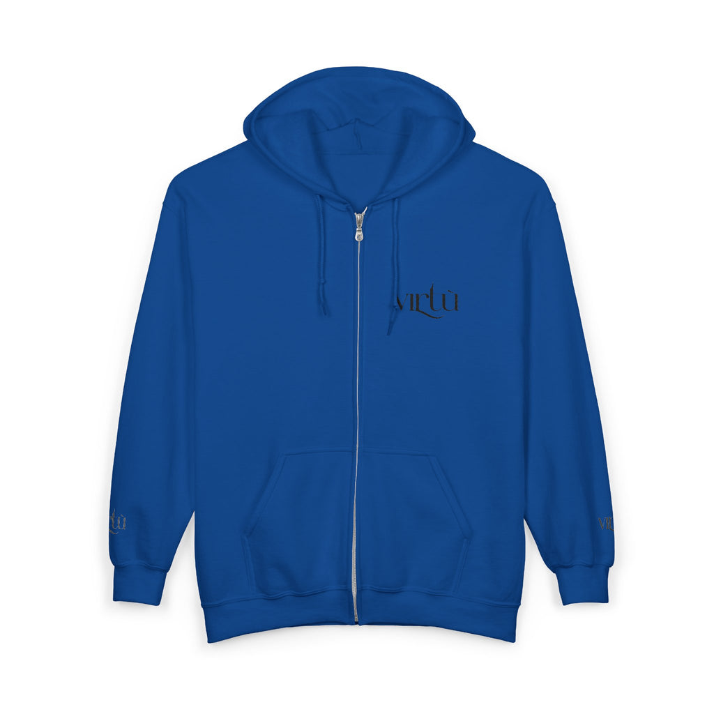 Minimalist 'utu' Zip Hoodie — White Full-Zip Graphic Hoodie